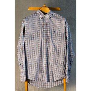 Ralph Lauren Mens Plaid Shirt Slim Fit Long Sleeve Button Down Large L